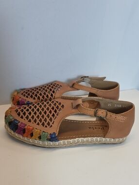 La Perla Tan Leather Womens Braided Espadrille Sandals with Trim Size 8